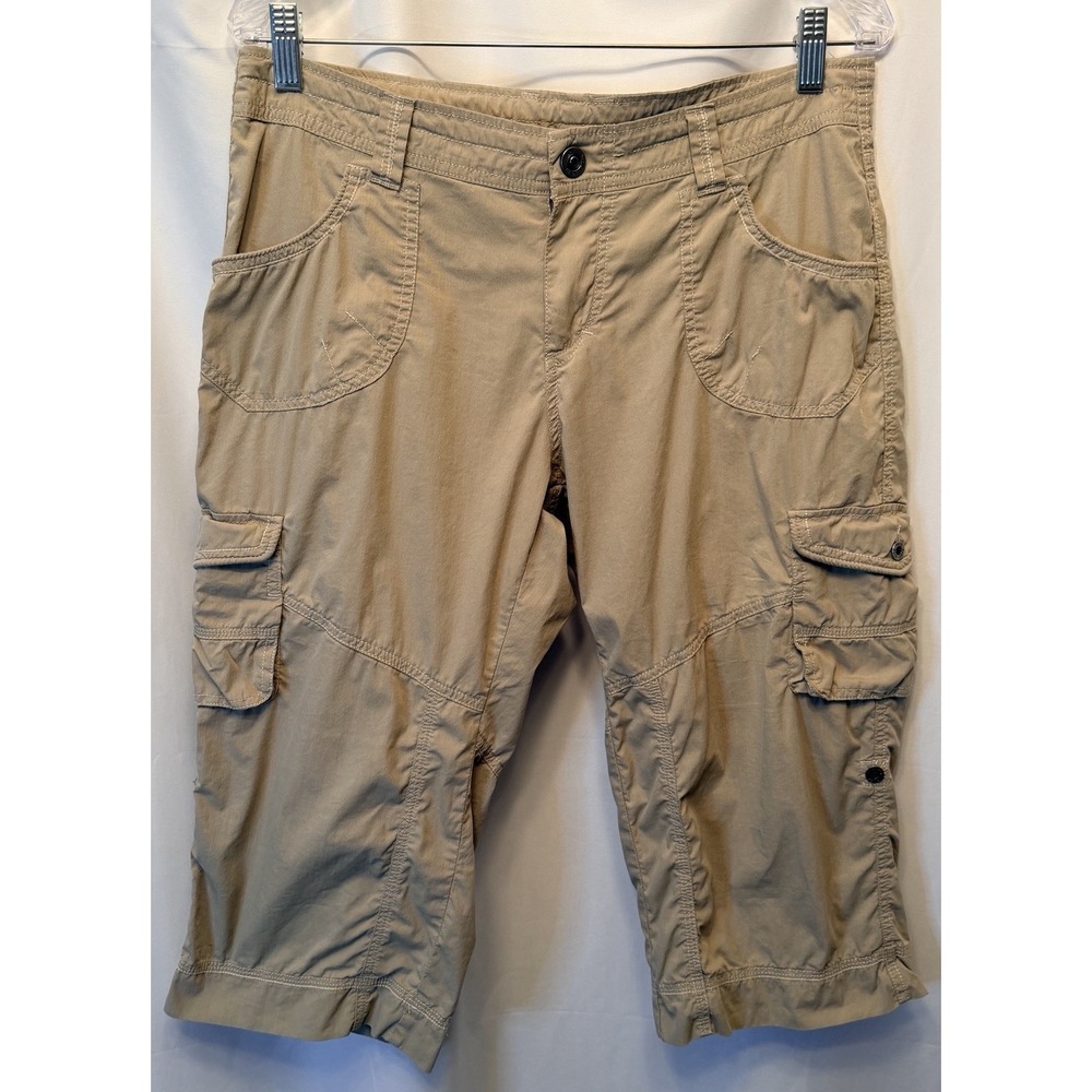 Kuhl Women's Kontra Roll Up Capri Pants Shorts Size 10 Tan 34"x19" Travel Casual